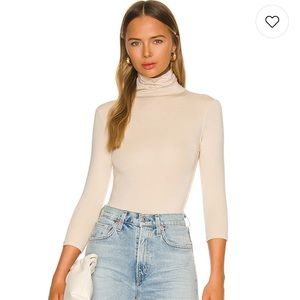 RE ONA 3/4 Sleeve Turtleneck Bodysuit in Ivory